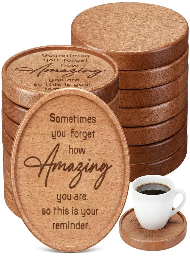 Mysora 12 Pcs Christmas Thank You Acacia Coasters Appreciation Gifts for Employee 4 Inches Round Wooden Coasters for Teachers Colleagues Home Party Favors Desk Table Protection Supplies(Amazing) - Image 1